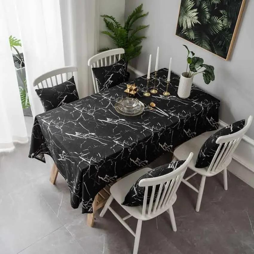 

Modern Simple Marble Grain Printed Table Cloth Dustproof Decor Coffee Dining Table Photography Cloth Tablecloth Toalha De Mesa (black,Tablecloth 60x60cm) чорний