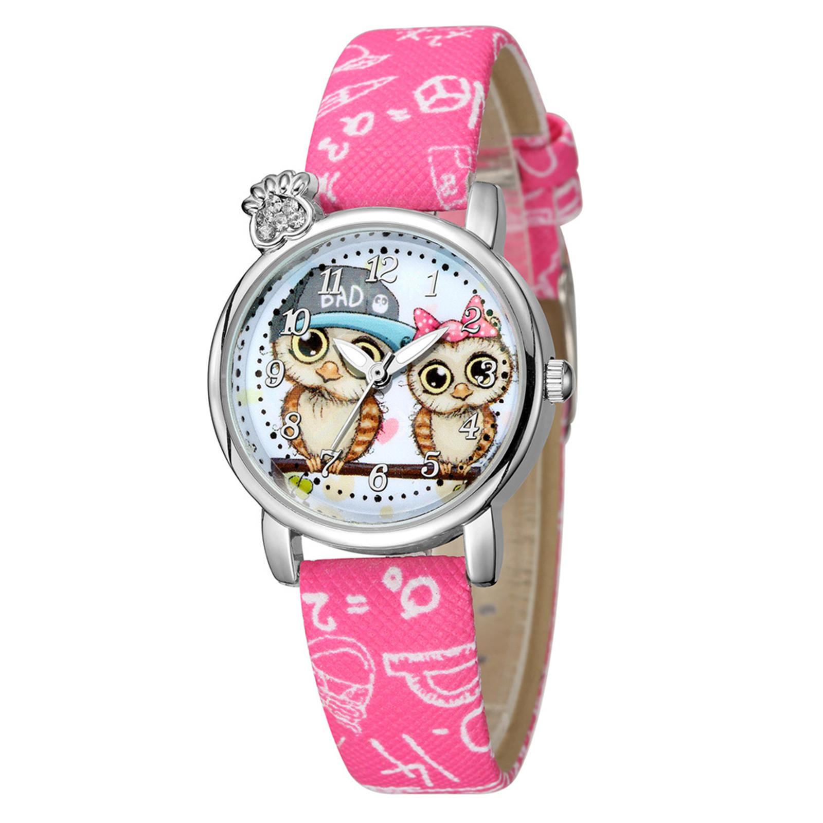 

Owl Pattern Diamond Belt Children s Watch One Size горячий розовый