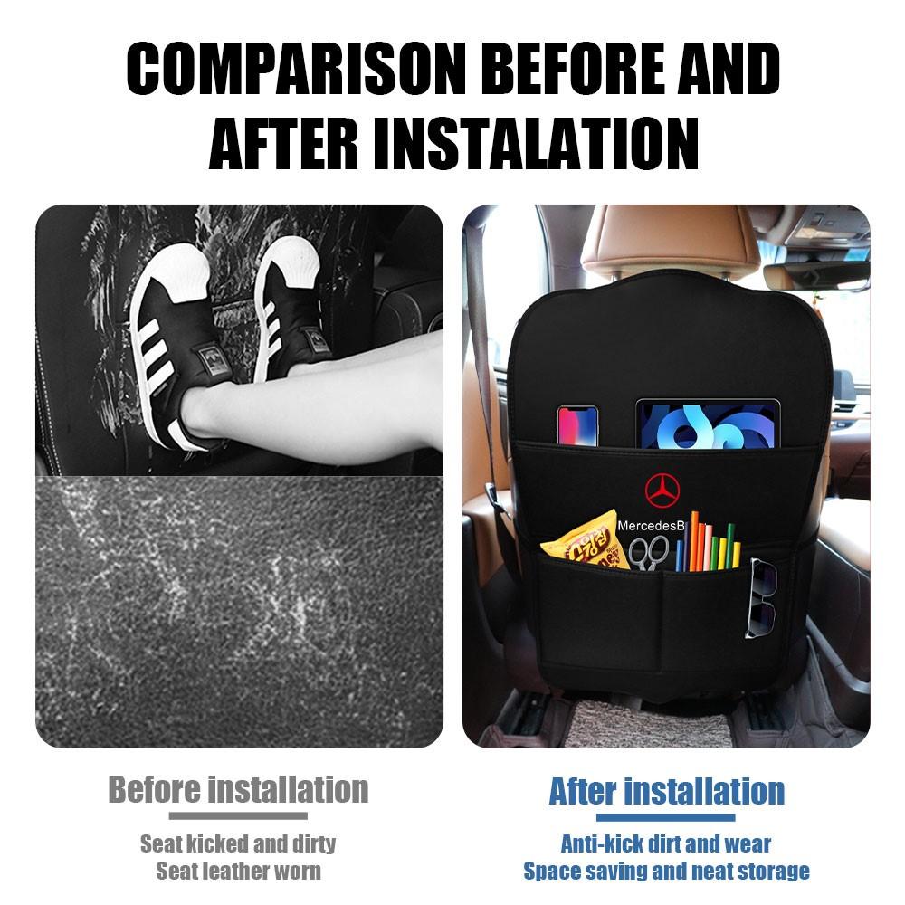 Car Seat Storage Organizer Multifunctional Leather Car Back Multi Pocket Storage Bag For Mercedes Benz AMG W204 W203 W212 W124