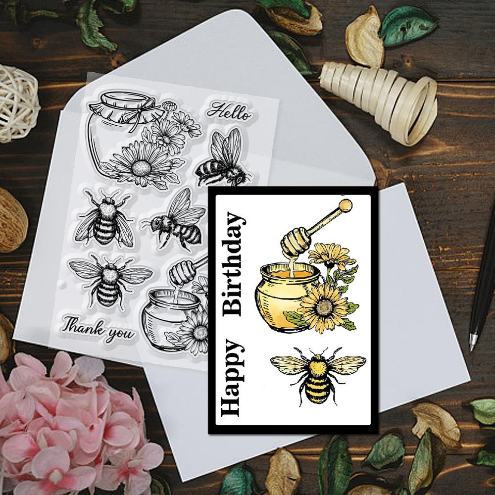 Custom PVC Plastic Clear Stamps for DIY Scrapbooking Photo Album Decorative Cards Making Bees 160x110x3mm