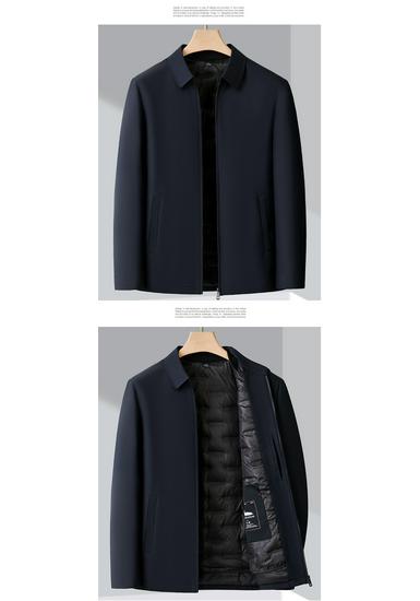 Men's Thickened Lapel Down Jacket for Middle-aged & Elderly - Detachable Liner, Duck Down, Cold Protection Winter Coat