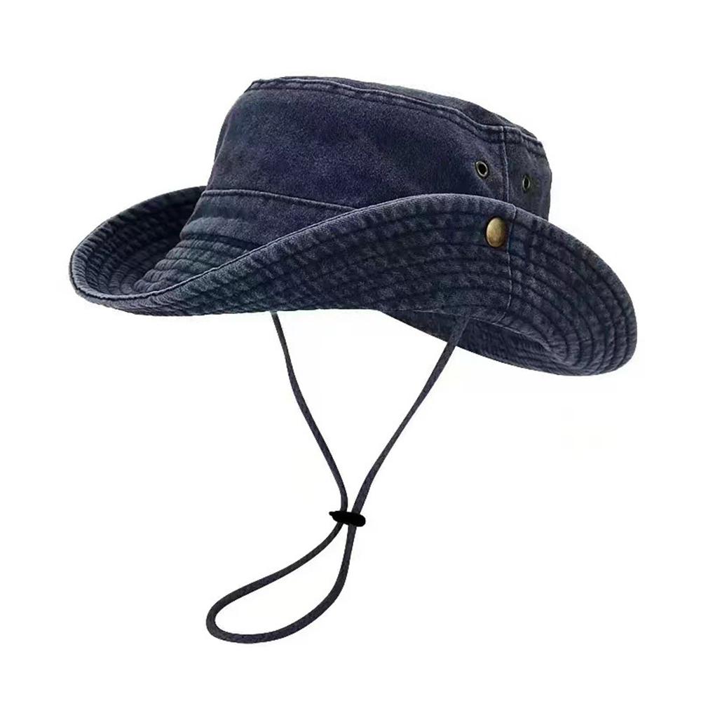 Washed Cotton Outdoor Fishing Hat for Men's Breathable Sunshade Wide Brim Sun Hat Foldable Outdoor Fishing Hiking Fishing Caps