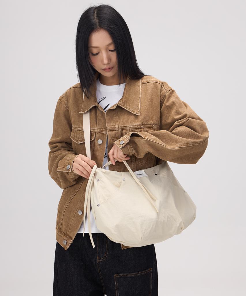 Phoenix Origin String Pocket Shoulder Bag - Beige