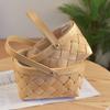 Flower Basket Wood Chips Portable Rattan Bamboo Basket Woven Pastoral Ornament Flower Arrangement Potted Plant Pot Simulation Flower Basket Ornament