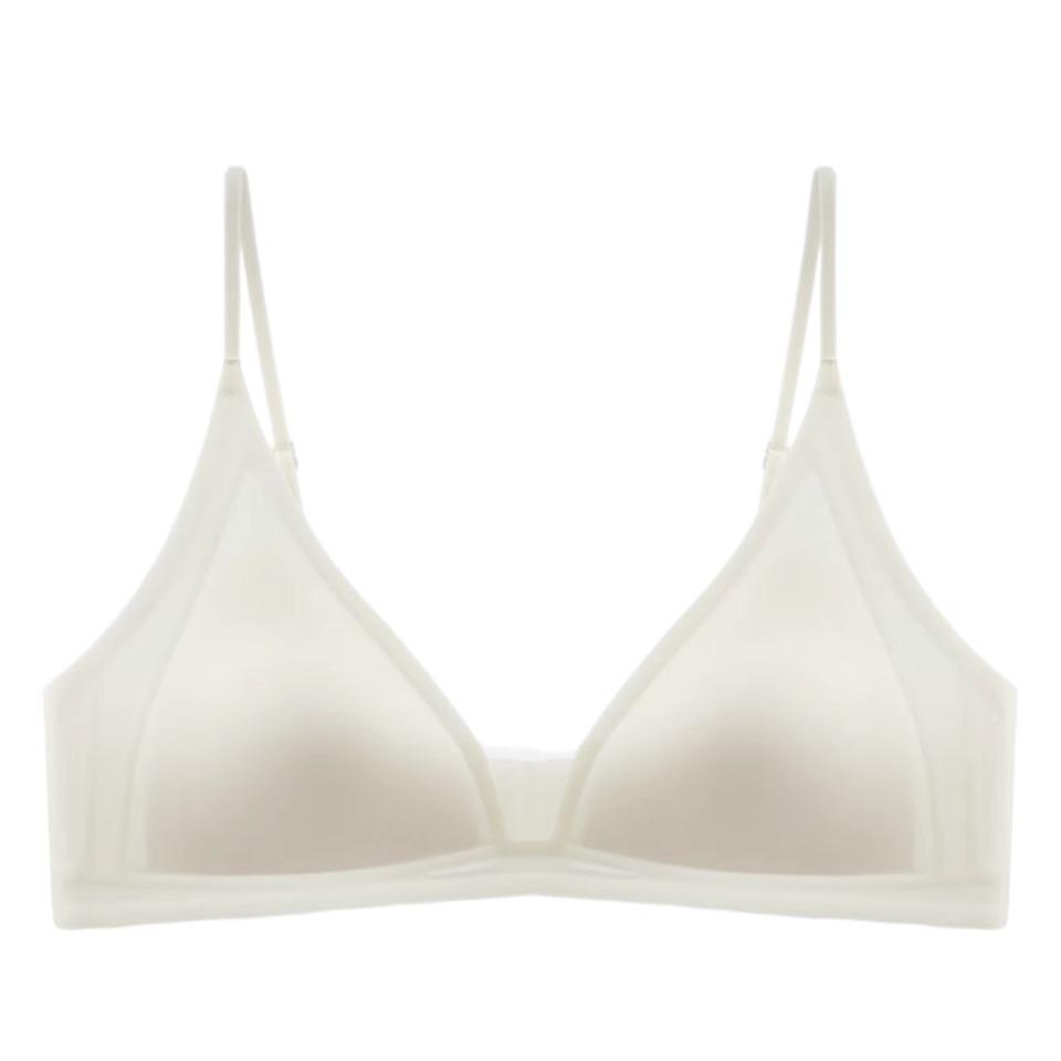 Thin Shoulder Strap Thin Summer French Satin Seamless Deep V Triangle Cup Comfortable Invisible Bra Cover