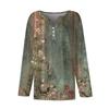 Women's T Shirt Tee  Print Button Long Sleeve Knit Sweater Daily Weekend Fashion Basic V- Neck Regular Top