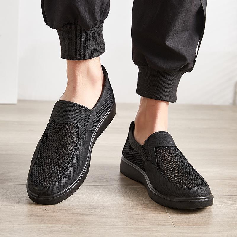 Men's Breathable Mesh Slip-On Shoes, Spring-Summer, Casual Plus Size