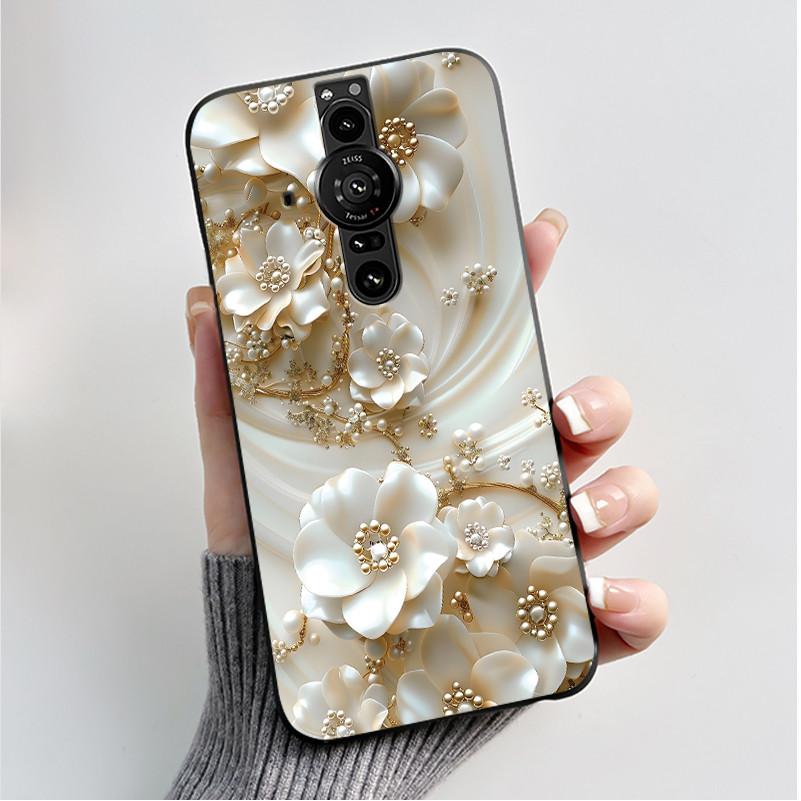 Printing Pattern Case For Sony Xperia Pro-I Fundas Soft Silicone Black Shell Cover Cute Flower Cartoon Casing Capa Coque