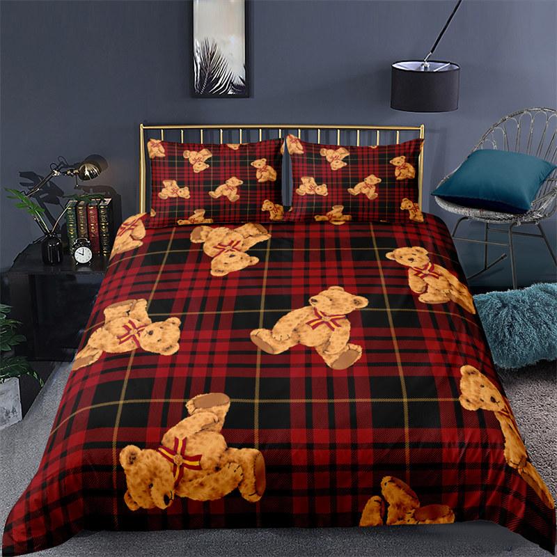 Cartoon Animals Toddler Bedding Set Toy Bear Star Pattern Duvet Cover For Boy Girl Kids Child Teen Microfiber 3D Comforter Cover