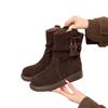 Cowhide Version Platform Short Boots Autumn Western Boots 2025 New Casual Stacking Boots Medium Tube Camel Fashion Boots