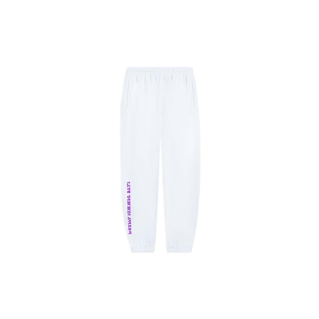 Li Ning Badfive Womens Series Logo Print Elastic Waist Cuffed Casual Pants Women pants Standard-White AKLS636-4