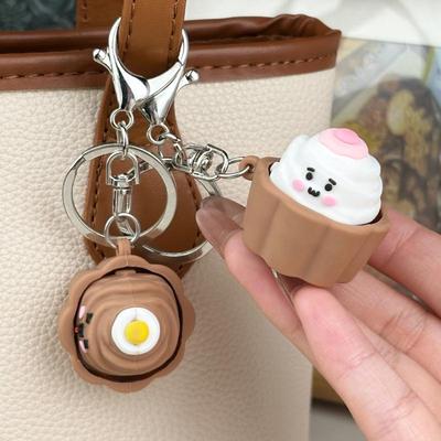 1/2Pcs Mini Cake Button Stress Relief Toy Decompression Food Clicker Keychain Backpack Pendant Creative Gift