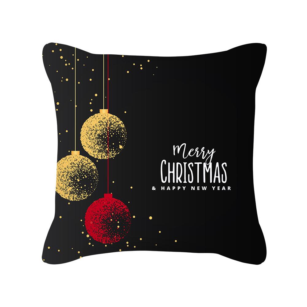 Pillow Peach Velvet Black Gold Christmas Pillow New Snowflake Letter Sofa Bedside Pillow Cover