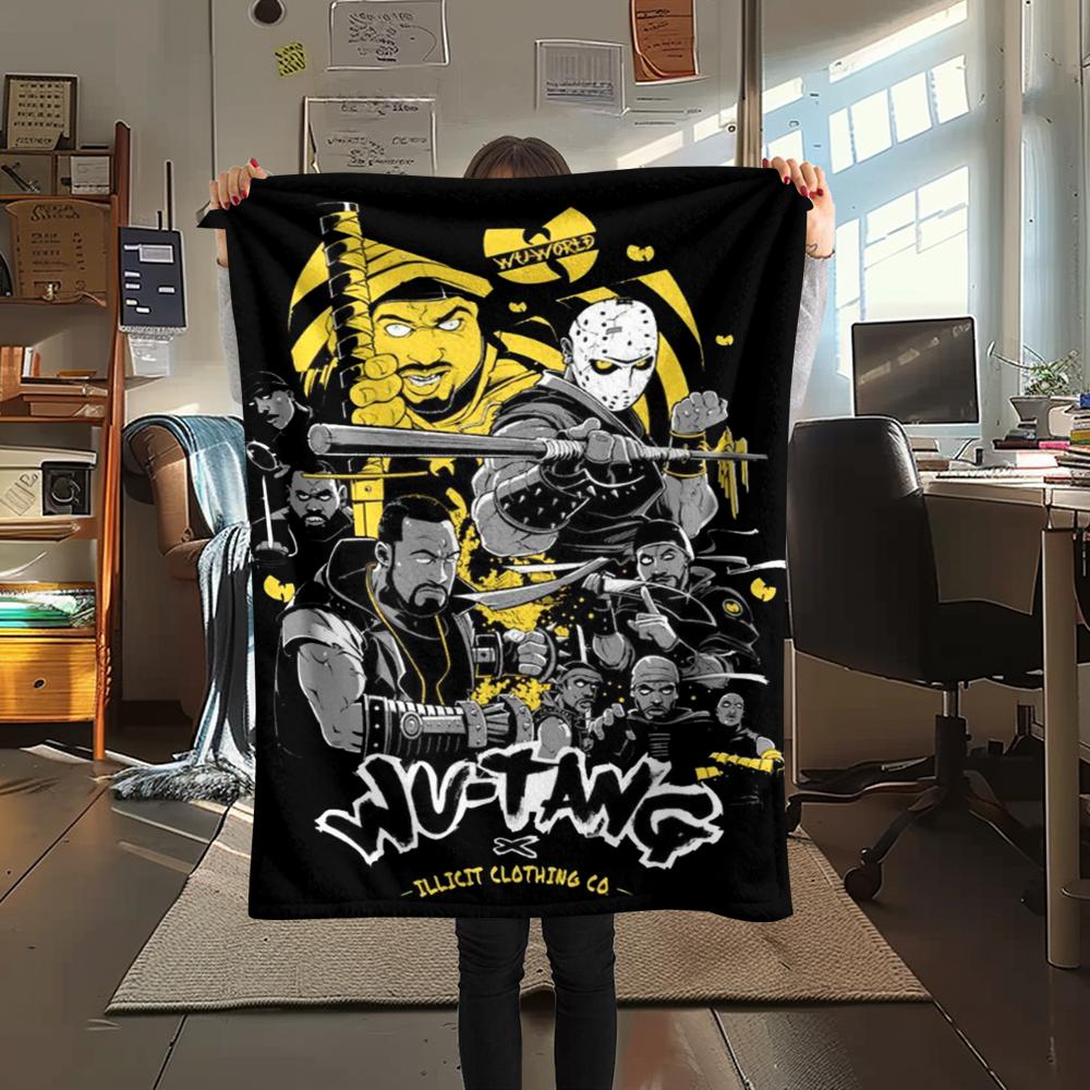 1Pc Tang Clan Print Flannel Blanket, High quality Comfortable for All Seasons, Home Decor, Warmth and Comfort, Perfect for Christmas Gifts