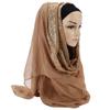 Chal de Gasa con Encaje para Mujer, Hijab Musulmán Bordado Elegante, Pañuelo para la Cabeza de Moda Modesta