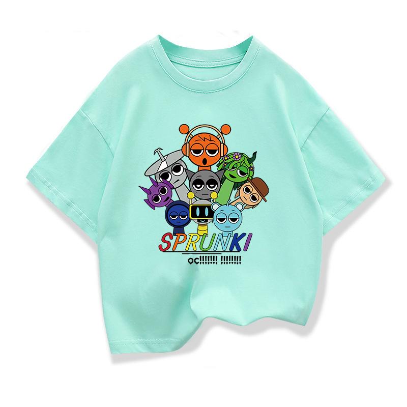 Summer Children's Short Sleeve T-Shirt  Spunki Horror Game Incredibox Tops Cartoon Clothes Tees Girls Boys Kids  Clothing