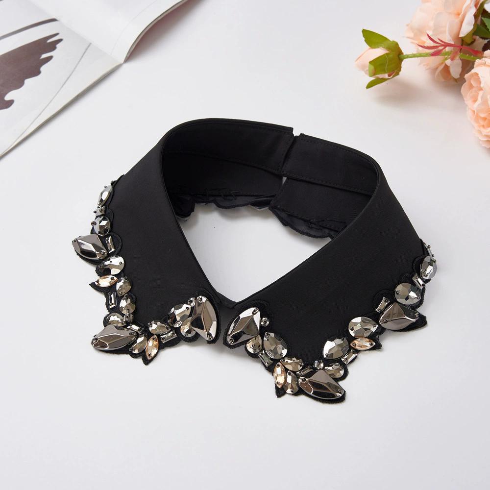 

Beading Fake Collar Neckline Women White Lapel False Collar Woman Embroidery Removable Detachable Tie Clothing accessories