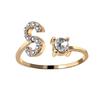 Adjustable Initials Rings Stainless Steel Simple Zircon Letter Rings for Women Wedding Band Couples Jewelry Accessories Gifts