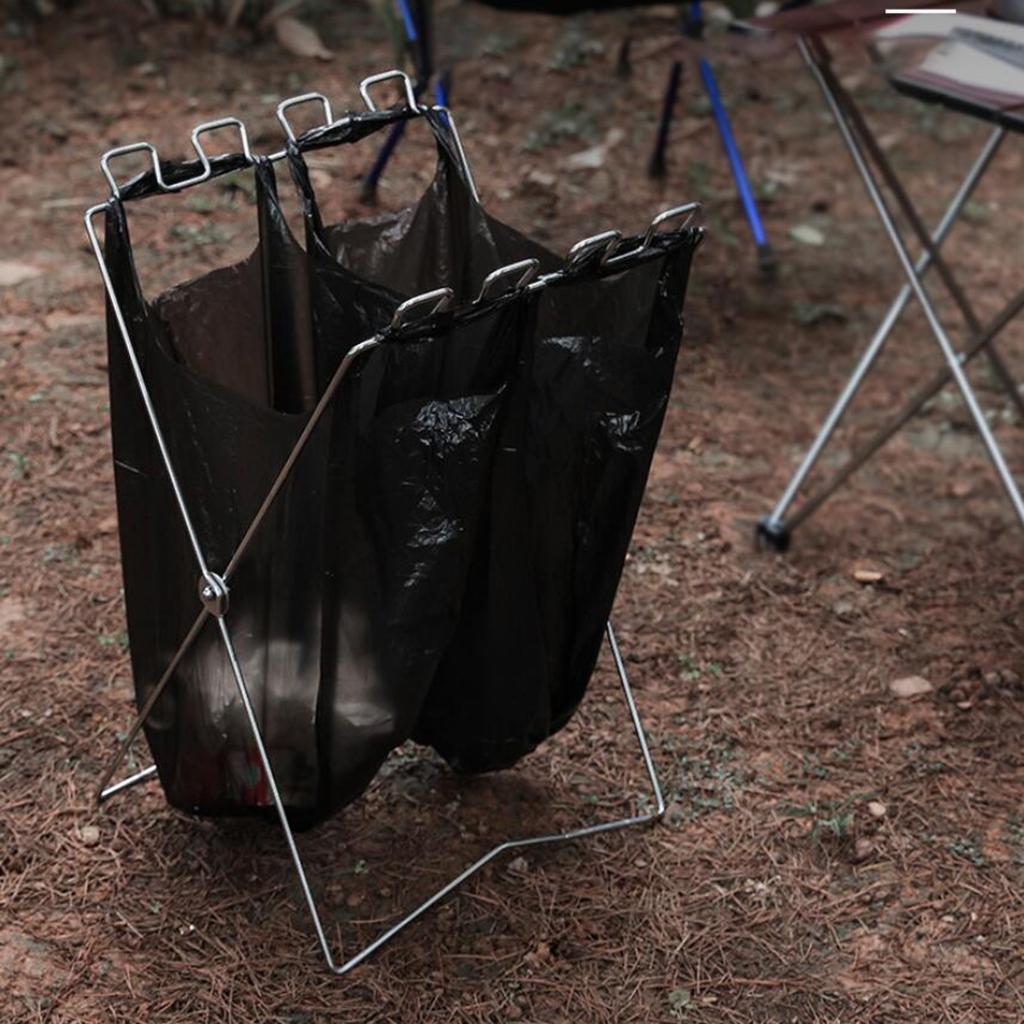 Portable Garbage Bag Stand for Outdoor Barbecues and Picnics,Home Kitchen Foldable Garbage Bag Support Stand,Multi-purpose Metal Stand