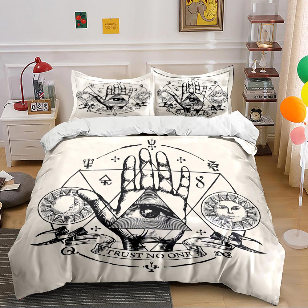 Mystical Symbols Hand Design Bedding Set Bedding set (1 duvet cover, 2 pillowcases, duvet not included)