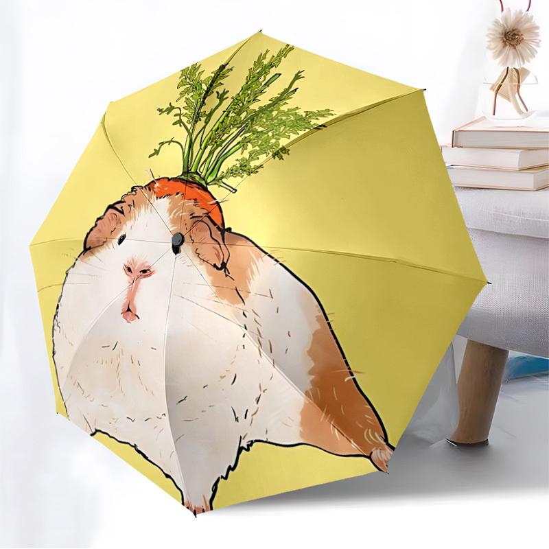 1pc Guinea Pig Carrot Hat Automatic Folding Umbrella, 8 Ribs Iron Frame, Suitable for Outdoor Travel and Daily Use Yy251120206