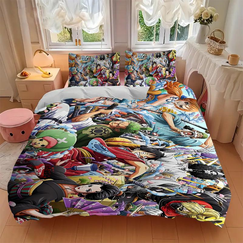 One Piece Adventure Printed 3pcs Bedding Set Soft Microfiber 1 Duvet Cover And 2 Pillowcases Home Bedroom Decor Xmas Gift K1779
