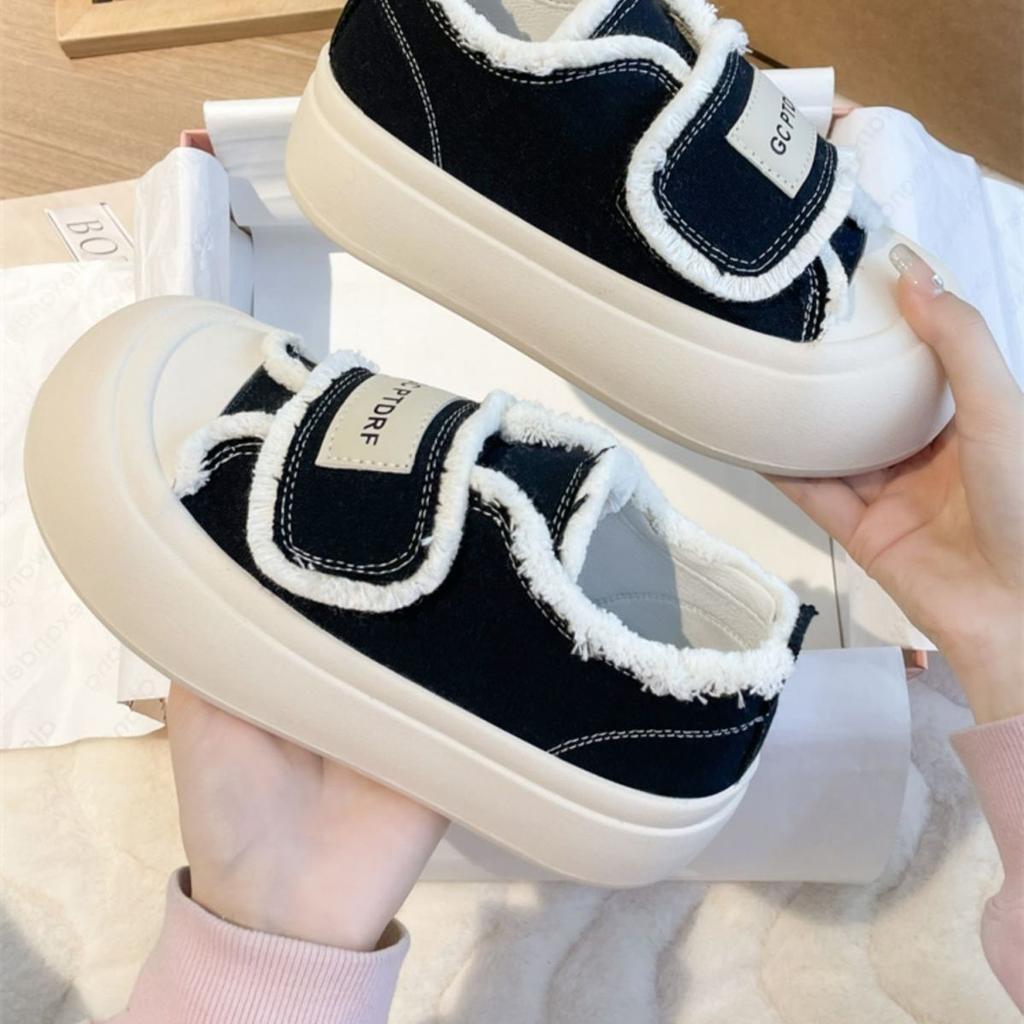 canvas women's shoes platform big head shoes design sense niche retro board shoes summer white shoes