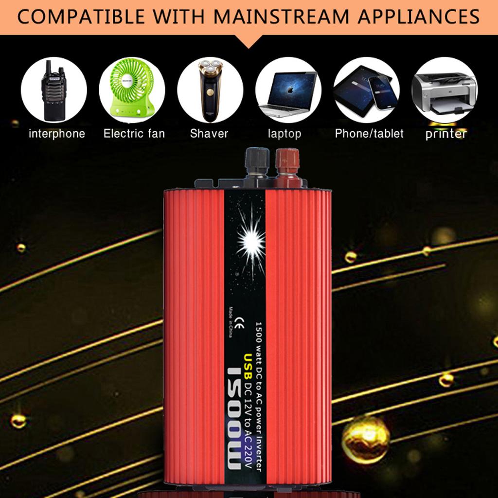 Solar Power Inverter Modified Sine Wave Power Inverter 2000W DC 12V to 220V 240V AC Power Inverter Dual USB Port for RV