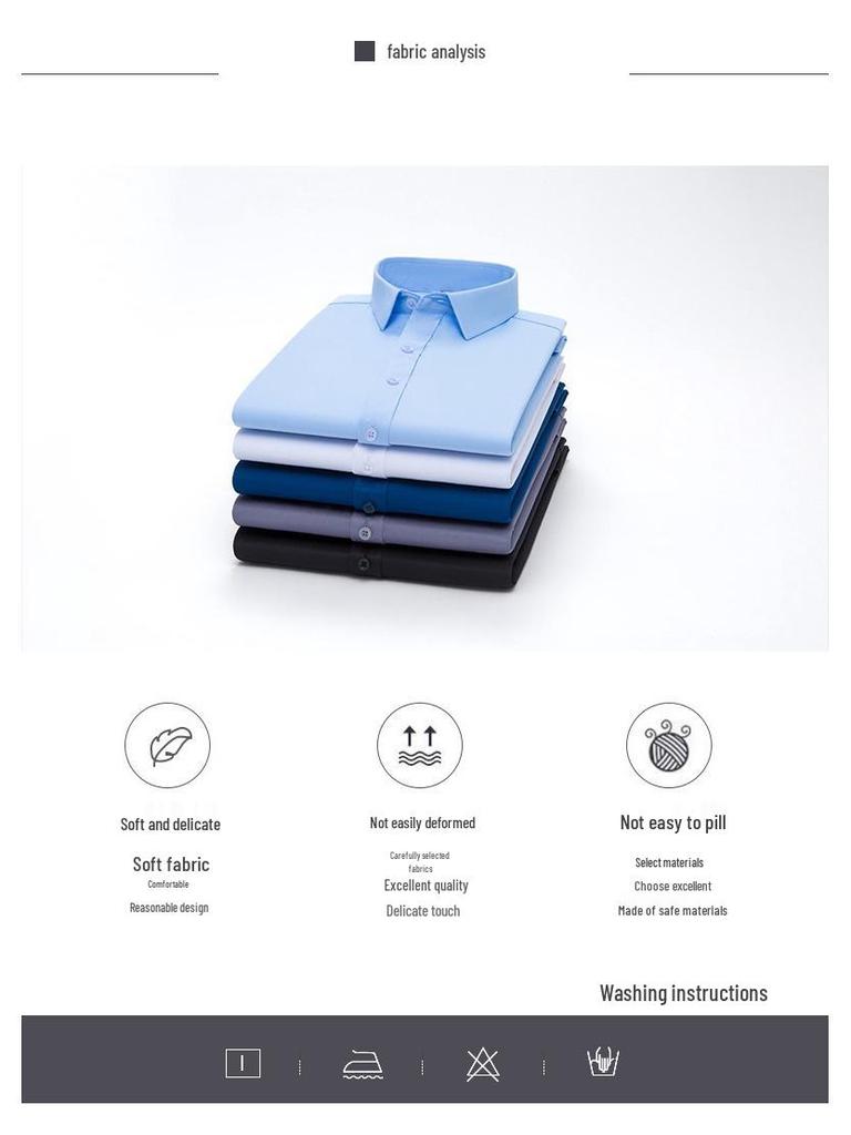 Men's 2025 Non-Iron Plus Size White Korean Style Business Casual Slim Fit Long Sleeve Shirt