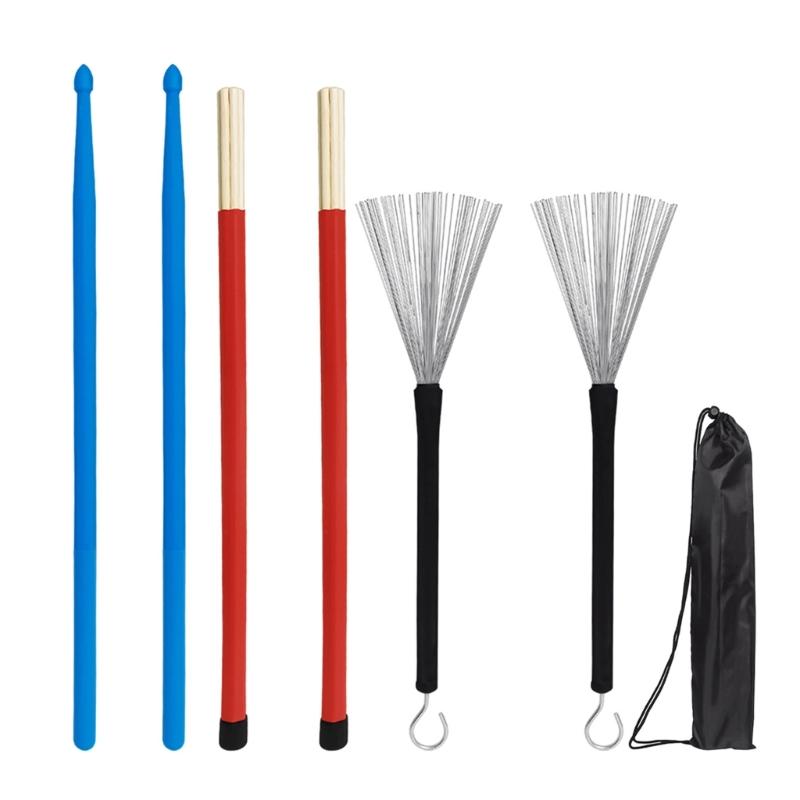 Drum Set Drum Accessories Stick Drum Brushes Stick Set 1 Pair Drum Wire Brushes Drum Sets Brush and 1 Pair Rods
