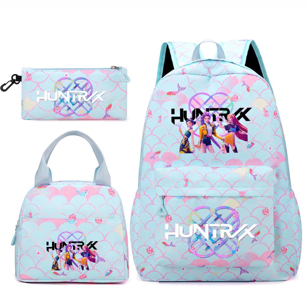 3Pcs/set Cute Kpop Printed Backpack Handbag Pencil Case for Teenger Student Girl Boy Schoolbag Kid Bookbag Large Capacity Travel Bag Gift Mochila