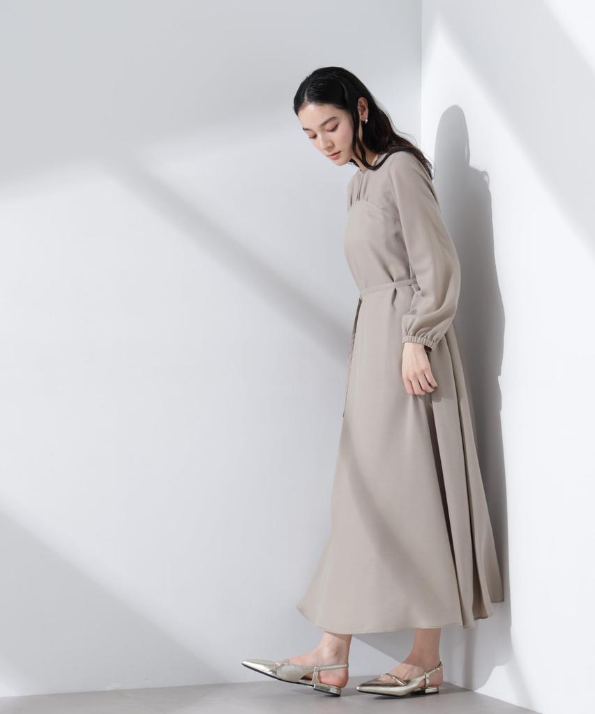 Nano Universe Belted Viella Size S Women's Dress, 040, Beige, 669-5119308