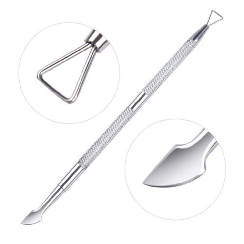 New Dual-ended Stainless Steel UV Gel Clean Stick Cuticle Pusher Nail Polish Remover Triangle Rod