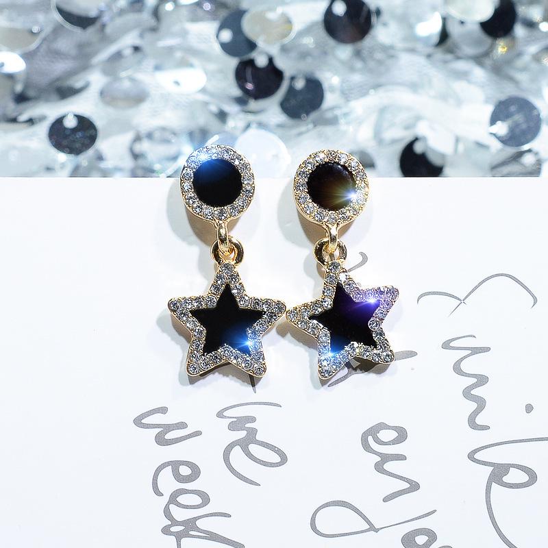 925 Silver Four-Leaf Clover Star Earrings, Korean Style, Slim Design for Women