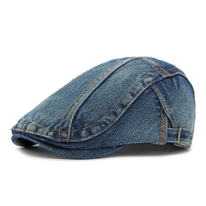 2026 Four Seasons Denim Solid Newsboy Caps Men Washed Flat Peaked Cap Women Painter Beret Hats 16