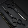 6.0" Black Reverse Tooth Napson Hairdressing Scissors: Straight, Serrated, Thinning - Perfect for Hair Salons