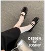 In Stock Rockfish Patent Leather Mary Jane Ballet Flats with Double Strap Bow - Women's Round Toe Low-Cut Shoes