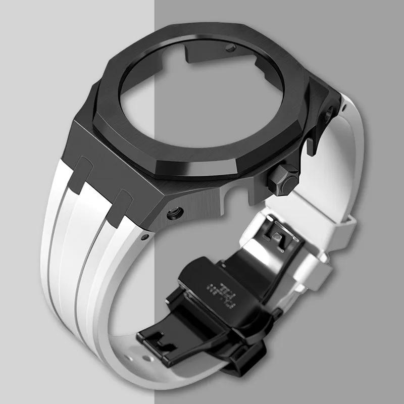 Ny Gen5 Casioak-fodral i rostfritt stål för G-Shock GA2100 Mod-kit Modifieringssats Metallram gummiband för GA2110 GAB2100
