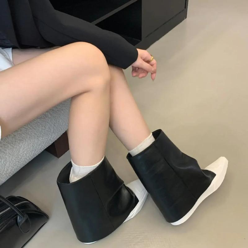 Mode 2025 NeuModische Stiefeletten mit flachem Boden Damen Herbst Winter Spitz zulaufend Schlankmachend Farbblock Lange Stiefel Trendige Kniehohe Stiefel