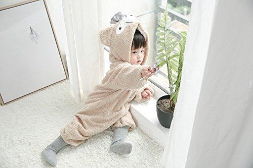 Fluffy Bear Kigurumi Costume, Santa Cosplay, Winter Wear, Unisex, Kids, Baby, Hooded Coverall/Romper, Apr1004 (110cm, Beige)
