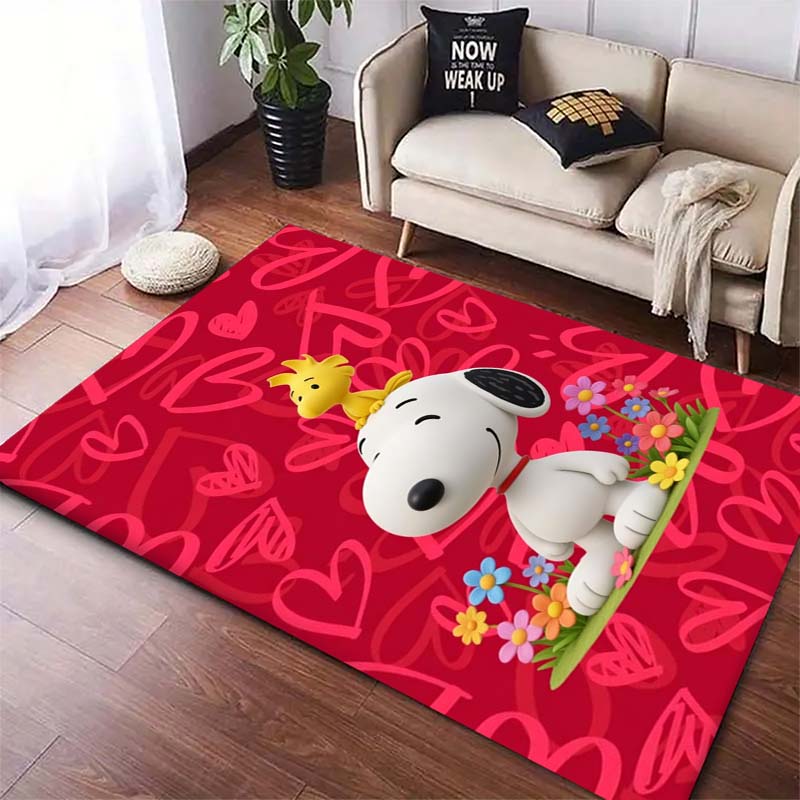 Snoopy Cartoon Print Rug Mat, Decorative Rug for Home, Bedroom, Bedside, Doormat, Bathroom Mat, Gift for Friends and Family.