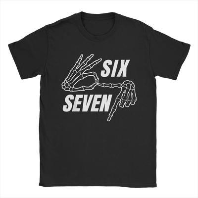 Šest Sedm 6 7 Meme Ruce Znak Tričko Pánské Vtipné Kostra Vintage Bavlněné Tričko O Krk Krátký Rukáv Trička Dospělý merchandising