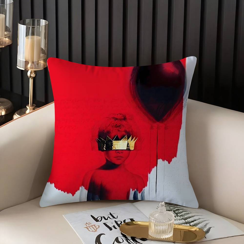 Popular Singer R_Rihannas Pillow Case Home Dorm Chair Back Short Plush Double-Sided Printing Office Nap Time Cushion Cover