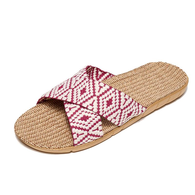Home Indoor Cotton Linen Antiskid Slippers Men and Women Thick Bottom Summer Sandals