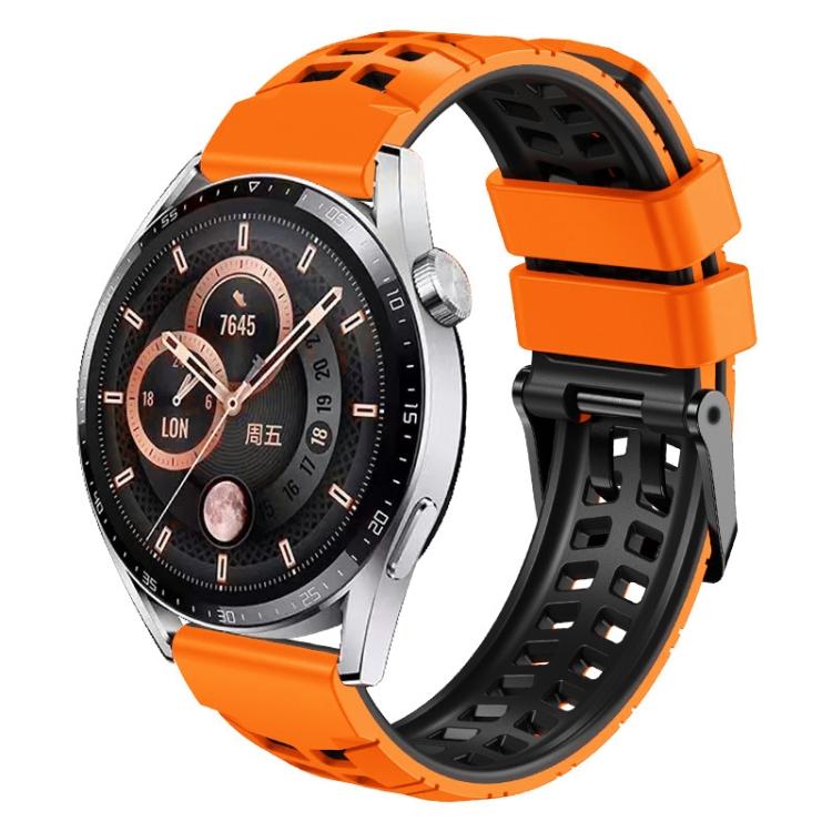 Dropshipping Watch Bands 22mm Double-row Hole Two-color Silicone Watch Band for Huawei Watch4 / 4 Pro / Watch3 / 3 Pro