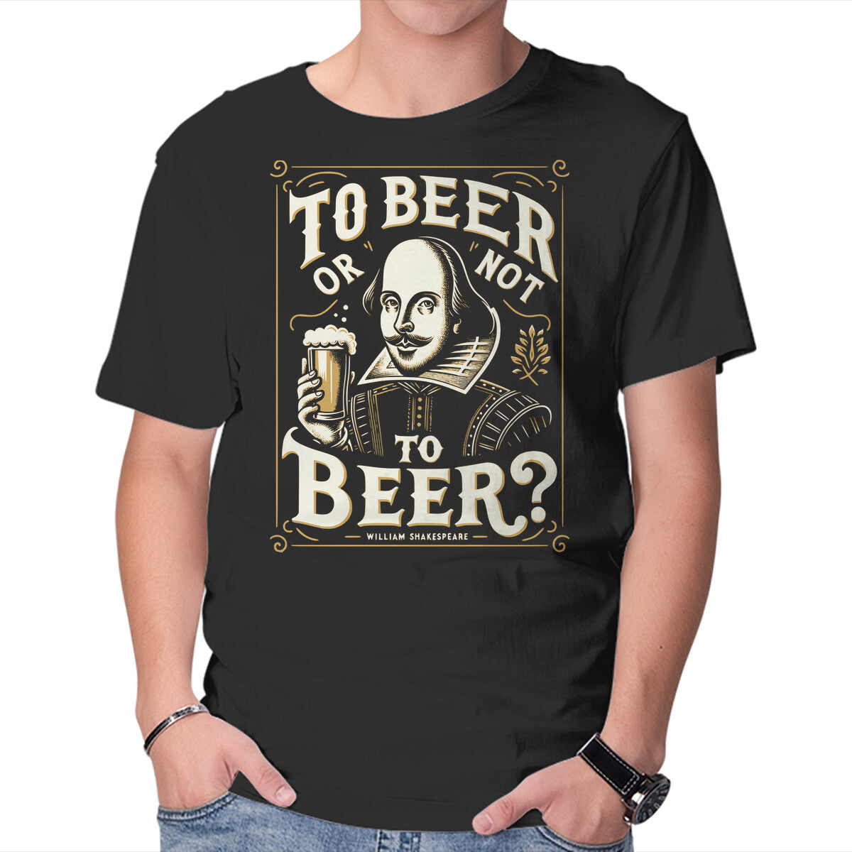 Unisex Crew Neck T-Shirt To Beer Or Not To Beer Graphic Short Sleeve Casual Tee M