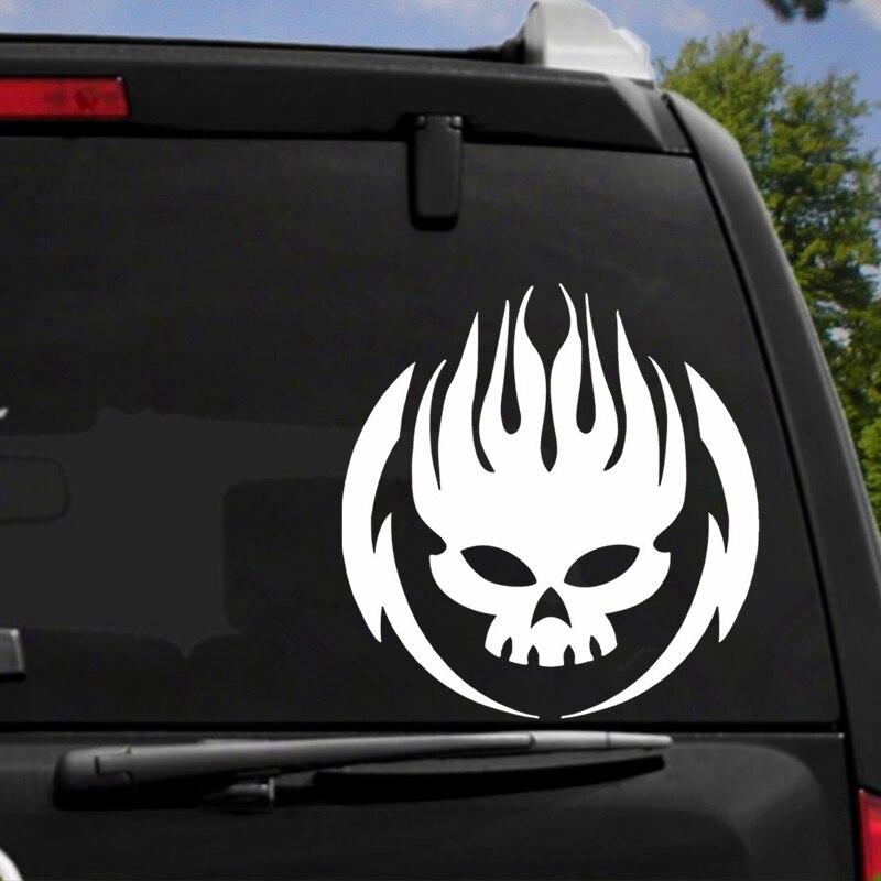 Flame skull skateboard sticker - TenStickers