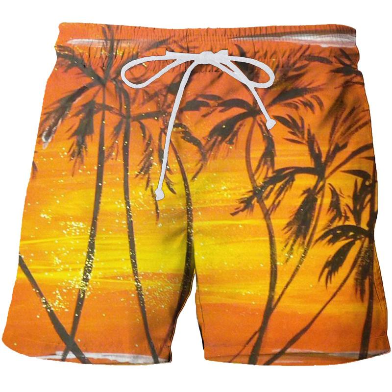 Summer Beach Shorts Fashion Hawaiian Vacation Casual Street Short 3D Palm Tree Printed Board Shorts Swim Trunks
