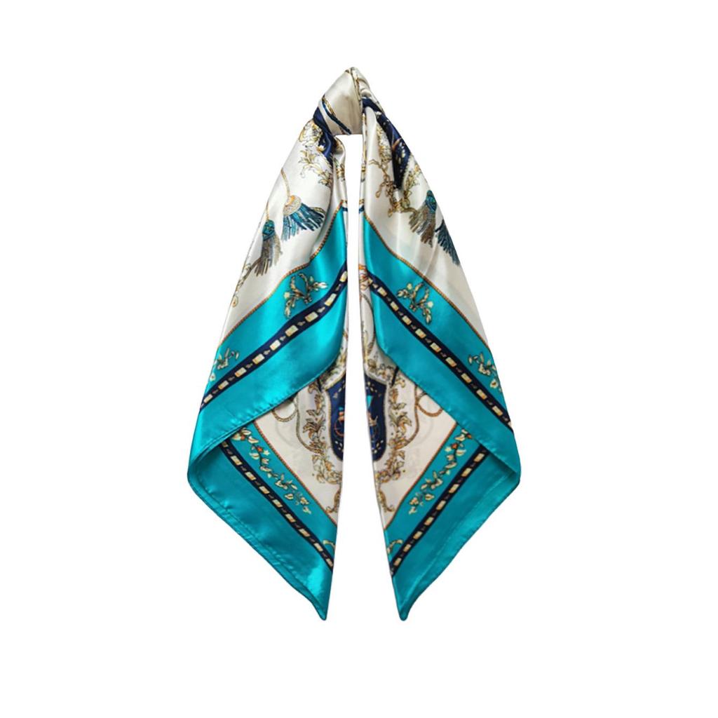 90cm Women's Retro Versatile Imitation Silk Scarf - European & American Style Satin Headscarf with Colorful Print