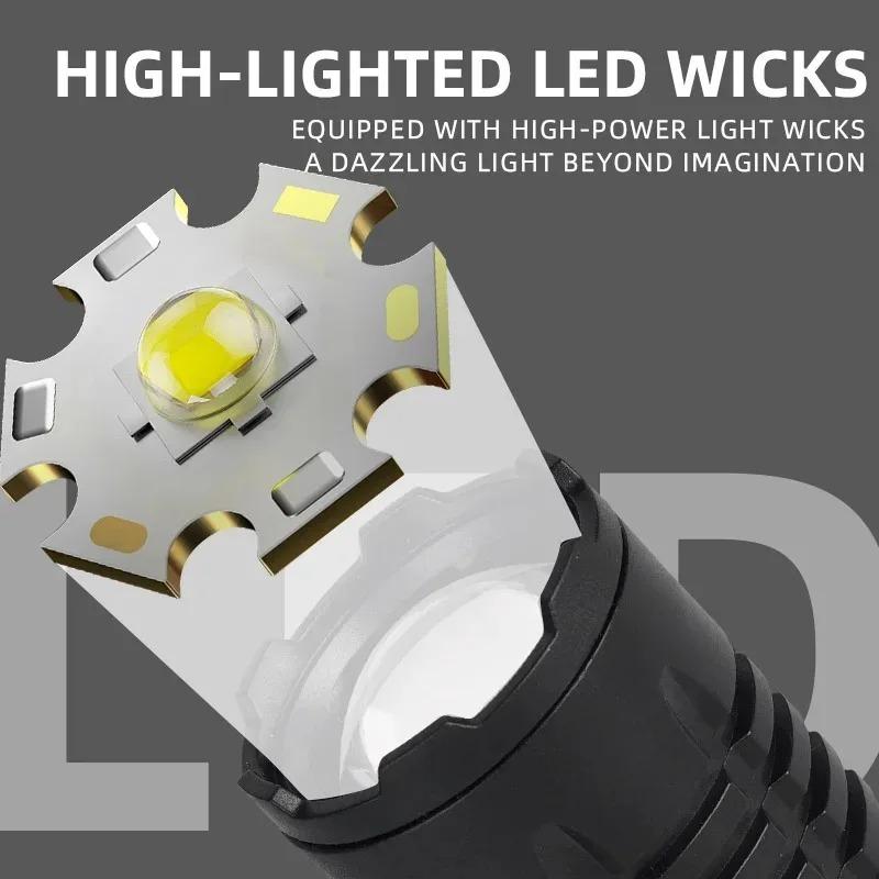 Super Bright COB Zoomable with Side Light Waterproof Camping Hiking Emergency Outdoor Torch LED Flashlight Type-C Rechargeable